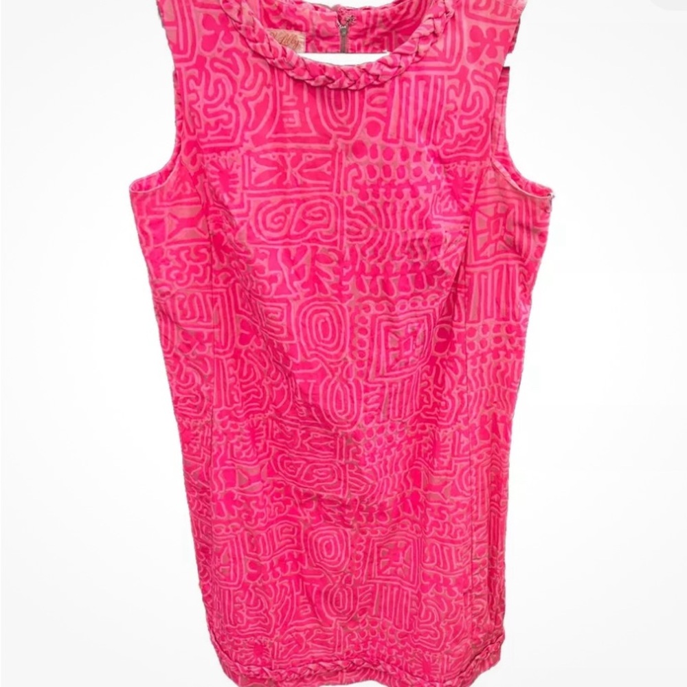 Vintage Pink Print Lilly Pulitzer Sleeveless Shift Dress EUC XL